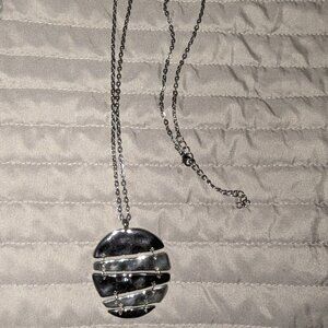 $1 with Bundle ~ Gunmetal Articulated Circle Disc Pendant Necklace 6299